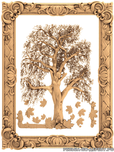 Резное панно Девушка-дерево  из дерева